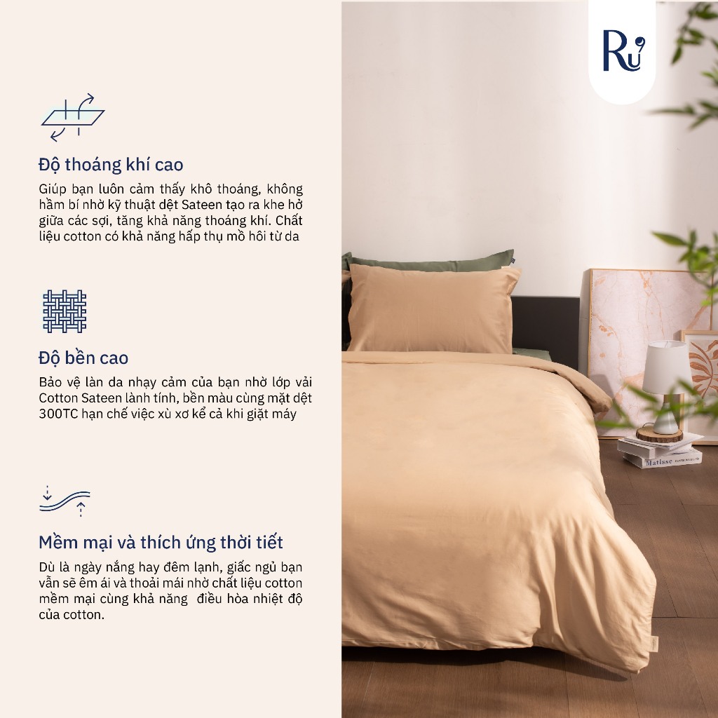 Ảnh Bộ Ga Giường Ru9 Cotton Sateen 3