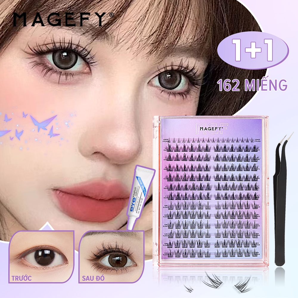 MAGEFY Bộ Lông Mi Giả Cụm Idol - Kèm Nhíp và Keo, Tái Sử Dụng, Bao Gồm ...