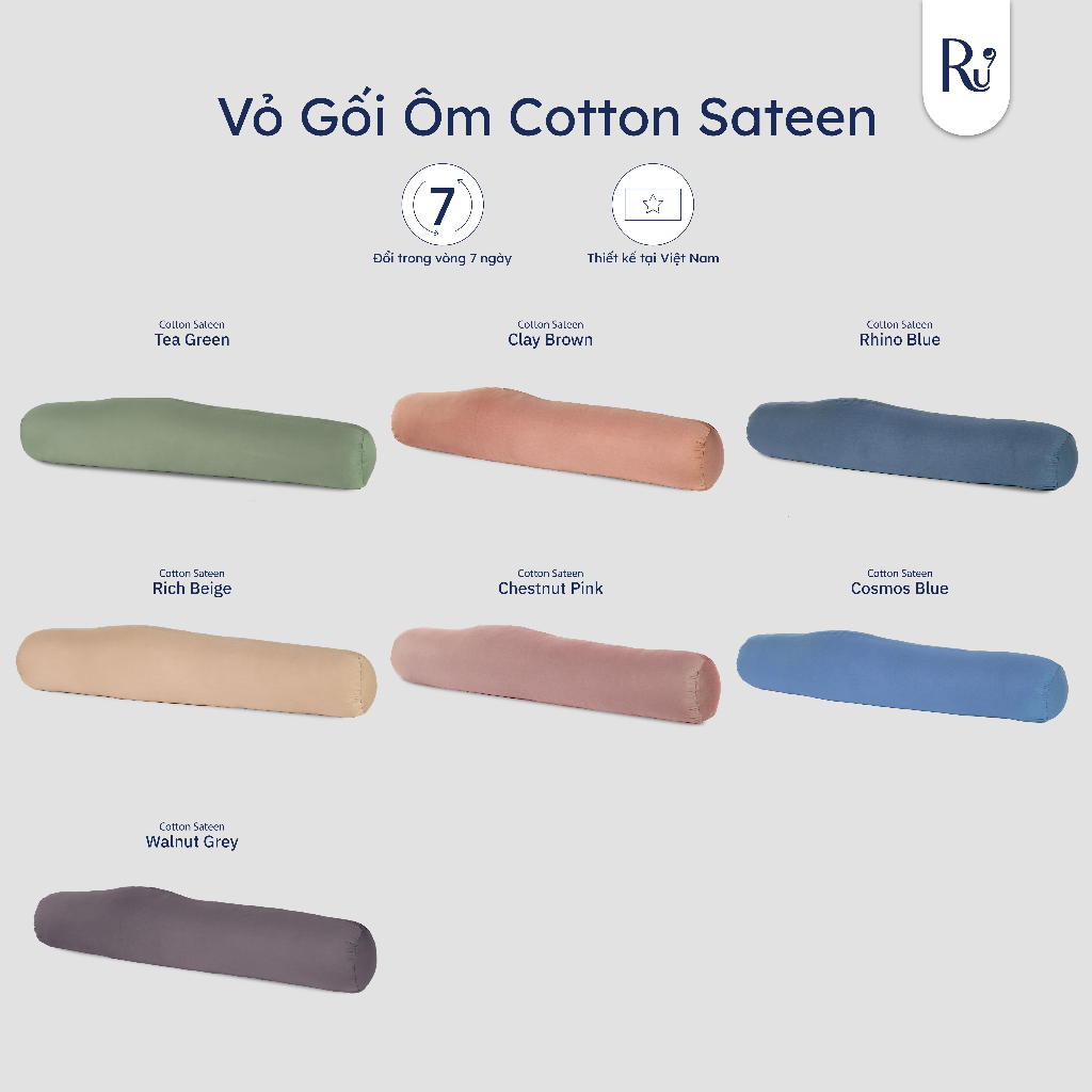 Ảnh Vỏ Gối Ôm Cotton Sateen Ru9 2