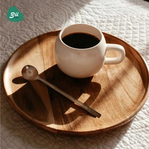 Muỗng gỗ 3II HOME Muỗng thìa gỗ tự nhiên cán dài 20cm dùng khuấy cafe, pha trà, sinh tố cho gia đình