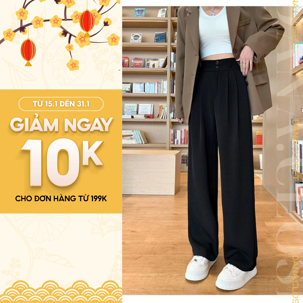 Quần Tây Ống Rộng Nữ Hàng Cao Cấp, Quần Ống Suông Cạp Cao Bigsize Phong Cách Cổ Điển, Sang Trọng