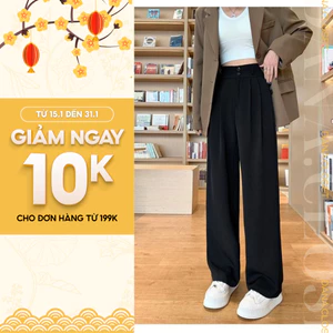 Quần Tây Ống Rộng Nữ Hàng Cao Cấp, Quần Ống Suông Cạp Cao Bigsize Phong Cách Cổ Điển, Sang Trọng