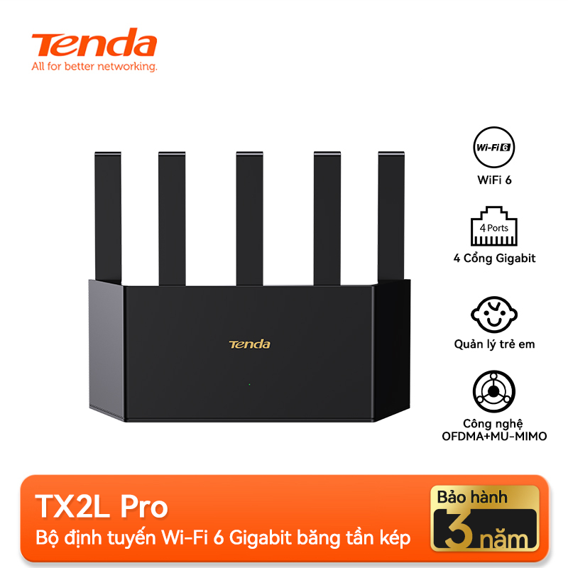 Ảnh Bộ Phát WiFi Tenda TX2L Pro Chuẩn WiFi 6 AX1500Mbps hỗ trợ EasyMesh - Hàng Chính Hãng 1