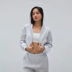 Áo Khoác Croptop Hoodie Zip Nỉ Bông Cotton Augety Studio