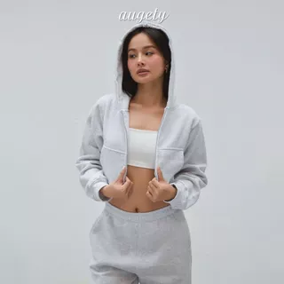 Áo Khoác Croptop Hoodie Zip Nỉ Bông Cotton Augety Studio