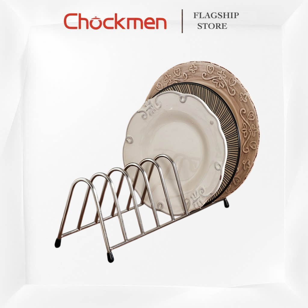 Khay Úp Đĩa CHOCKMEN Inox 18/10 Giá Úp Đĩa Để Trên Mặt Bàn Tủ Bếp Kệ Để Bát Đĩa Ráo Nước Không Trơn Trượt