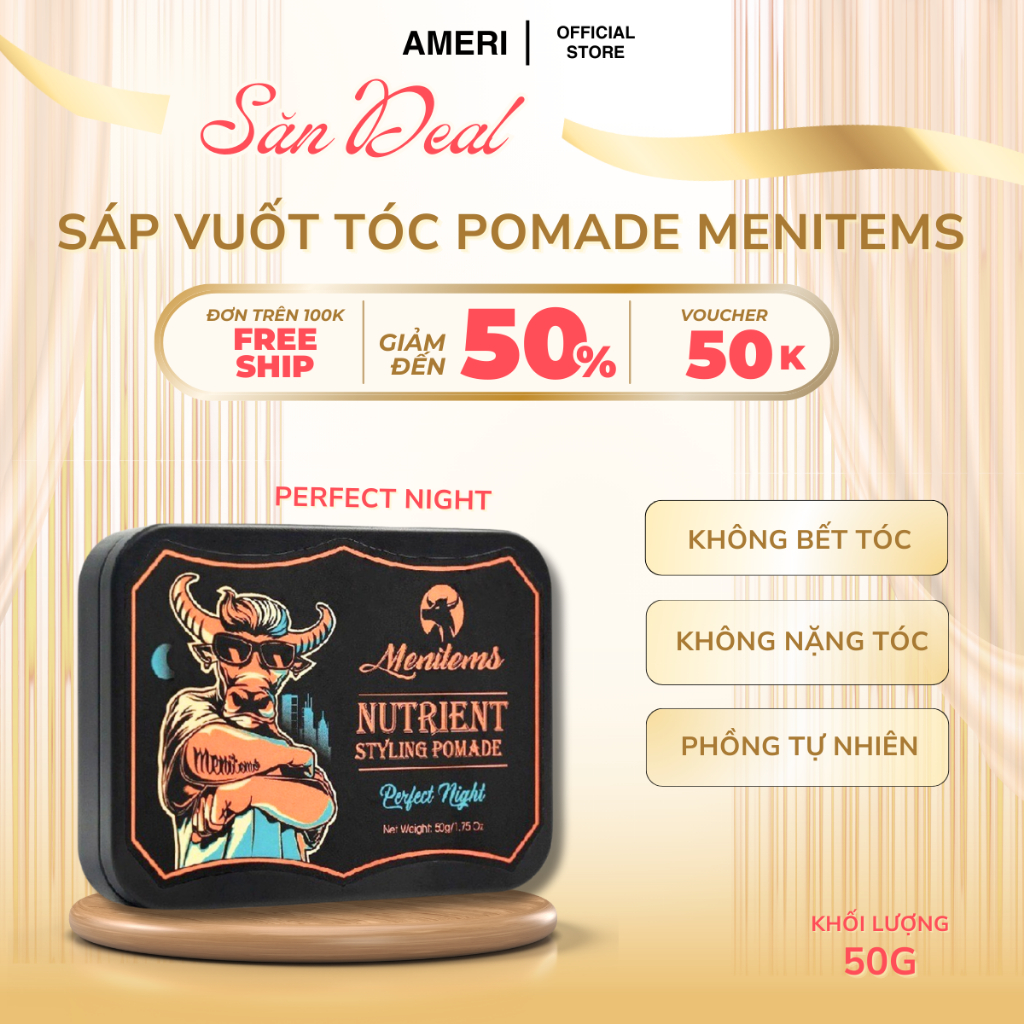 Sáp vuốt tóc nam MENITEMS Pomade giữ nếp hoàn hảo, tỏa sáng phong cách ...