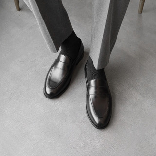 Giày Elegant Loafer EL1 - JOG04 , thiết kế lịch sự , da bò mộc , đế phíp gỗ cao 3cm ( EL1 )