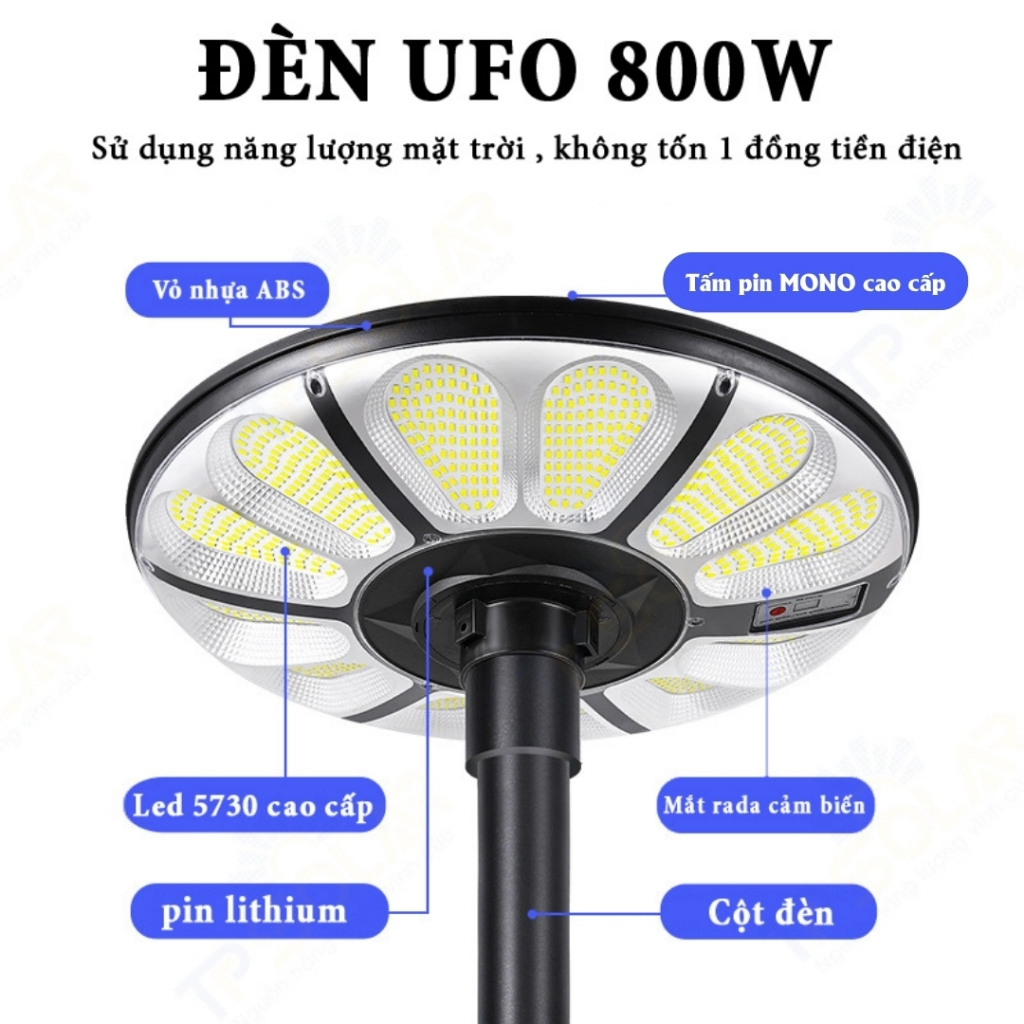 Ảnh Đèn Năng Lượng Mặt Trời UFO TP SOLAR Công Suất 800W TP-U800 Cảm Biến Chuyển Động, Chiếu Sáng 360 Độ - Bảo Hành 3 Năm 2