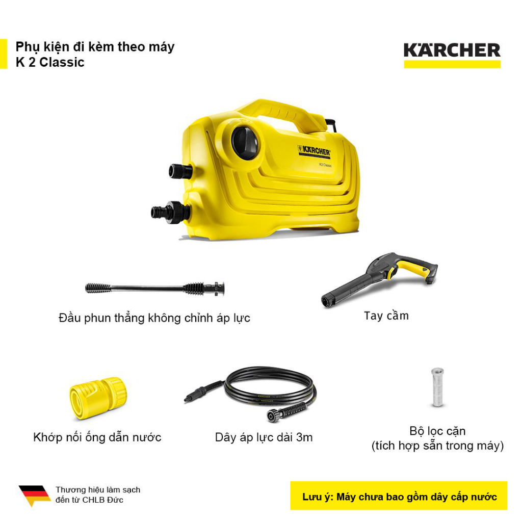 Ảnh Máy Rửa Xe KARCHER Cầm Tay K2 Classic Động Cơ Chổi Than Áp Lực Cao Giúp Làm Sạch Ô Tô Xe Máy 3