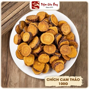 Chích cam thảo 100g, cam thảo tẩm mật sao vàng hạ thổ, giúp giảm ho, đau họng, tiêu đờm
