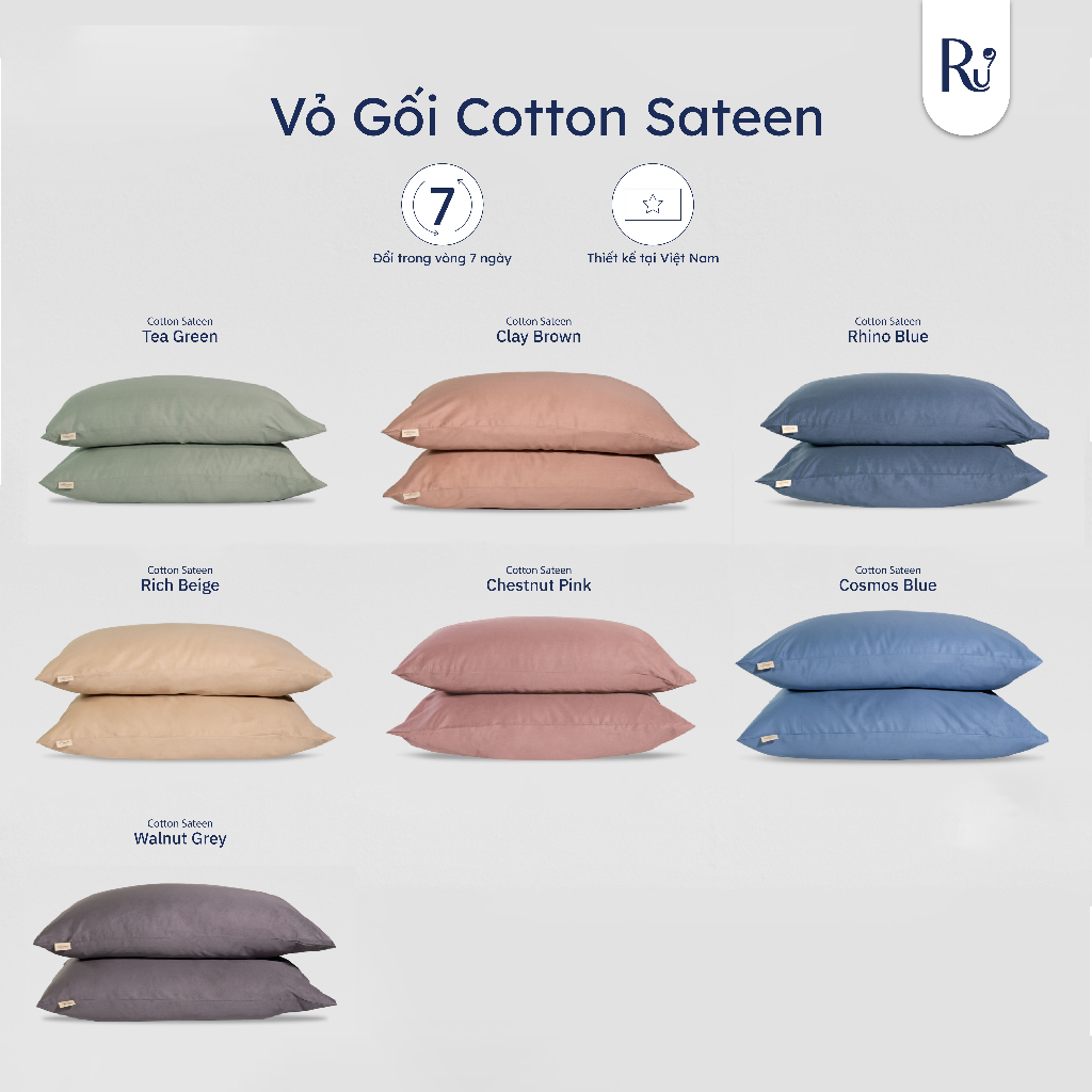 Ảnh Bộ Vỏ Gối Cotton Sateen Ru9 2