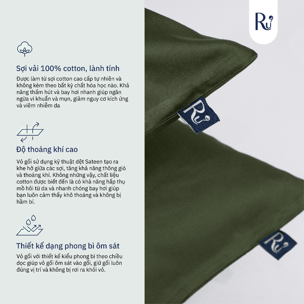 Ảnh Bộ Vỏ Gối Cotton Sateen Ru9 3