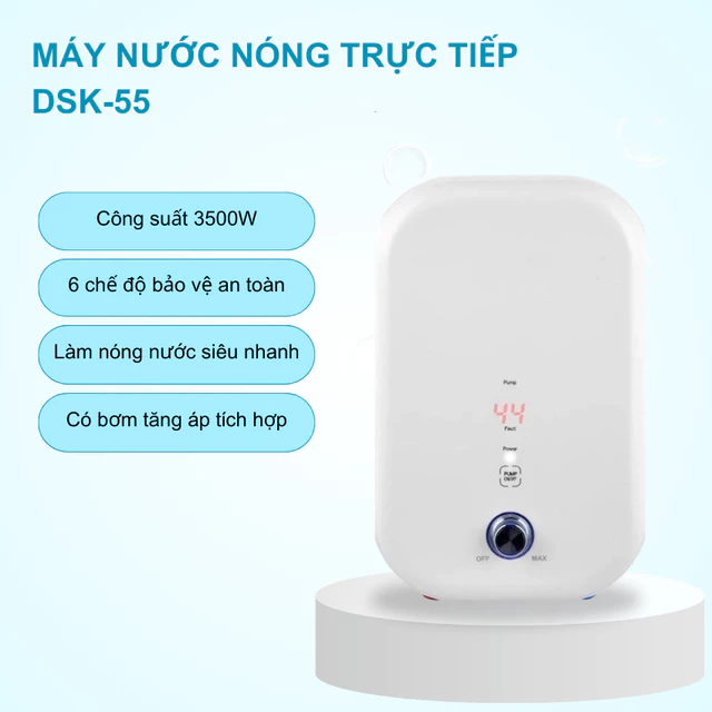 Máy nước nóng điều chỉnh nhiêt độ có bơm tăng áp, máy nước nóng cao cấp nóng nhanh tiết kiệm điện, chống giật