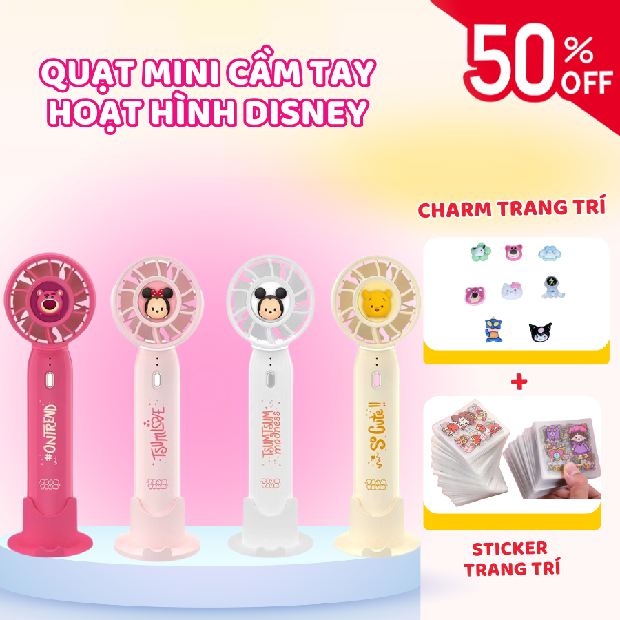 [HỎA TỐC] Quạt cầm tay mini Mỹ Gia, quạt hoạt hình Mickey gió mát, quà ...