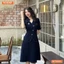 Đầm thiết kế BEMINE cổ sơ mi vạt kiểu có nút dáng chữ A phù hợp đi làm-MT9991