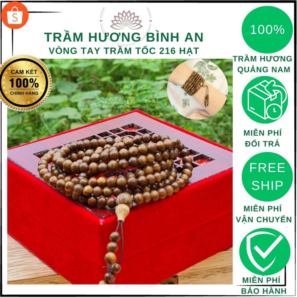 Vòng Tay Trầm Hương 216 Hạt – 4/6/7/8mm | Tốc Tự Nhiên | Thời Trang, Phong Thủy & May Mắn