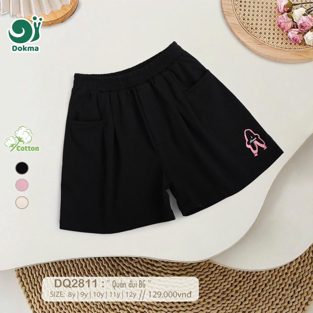 (25-42kg, 8-12Y) Quần Cộc, Quần Đùi Túi Cách Điệu Bé Gái Dokma DQ2811