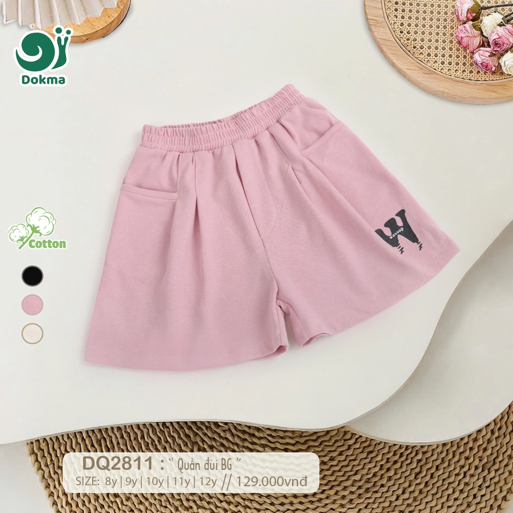 (25-42kg, 8-12Y) Quần Cộc, Quần Đùi Túi Cách Điệu Bé Gái Dokma DQ2811