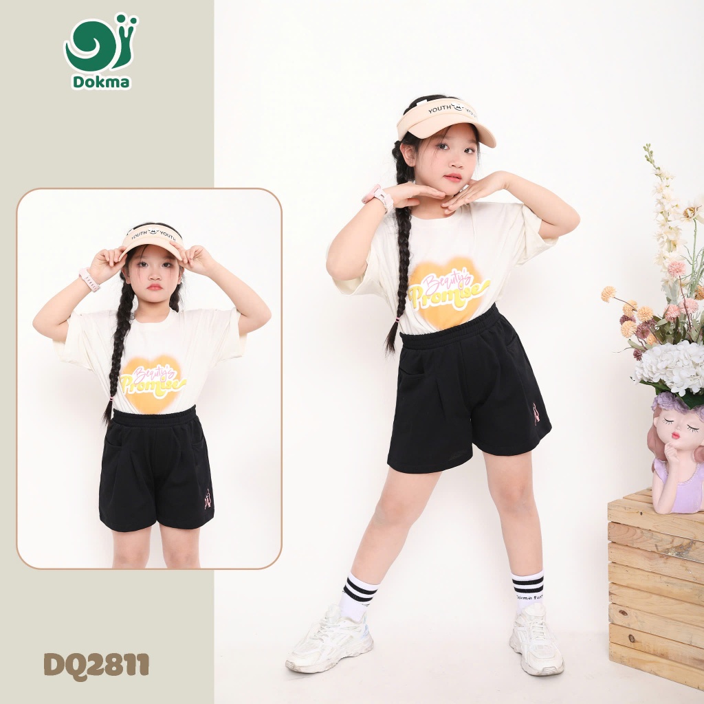 (25-42kg, 8-12Y) Quần Cộc, Quần Đùi Túi Cách Điệu Bé Gái Dokma DQ2811