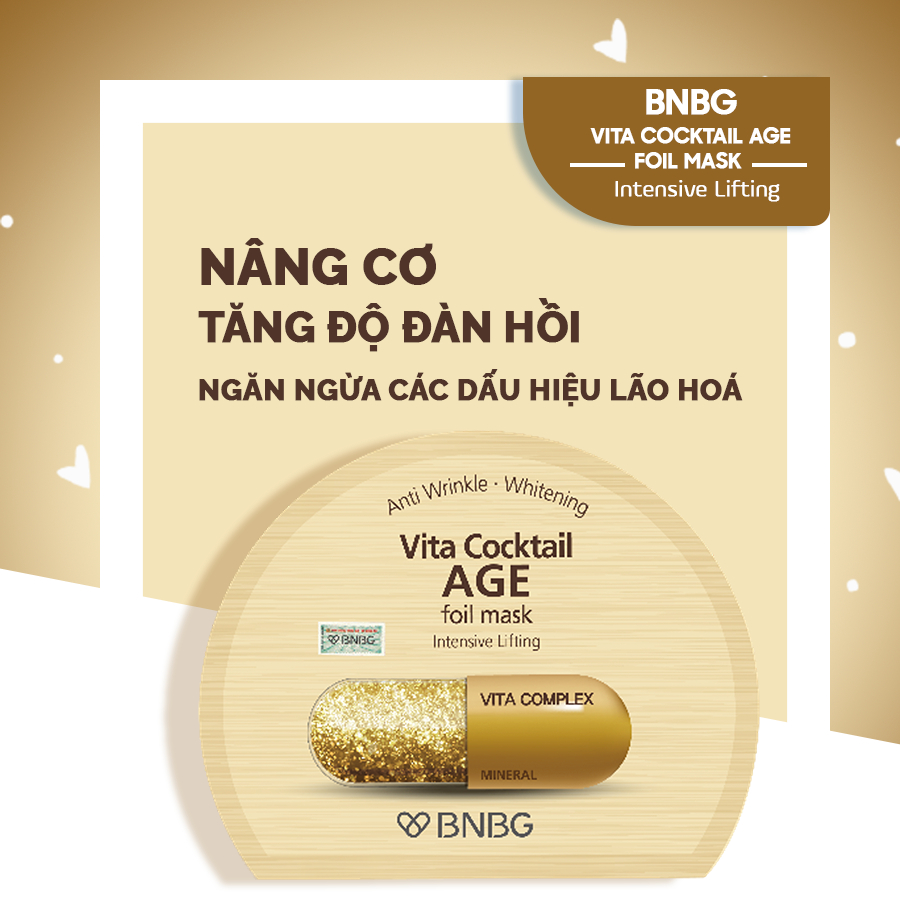 Ảnh Combo 10 Mặt Nạ BNBG Hỗ Trợ Chống Lão Hóa, Giảm Nếp Nhăn BNBG Vita Cocktail Age Foil Mask 30mlx10 2