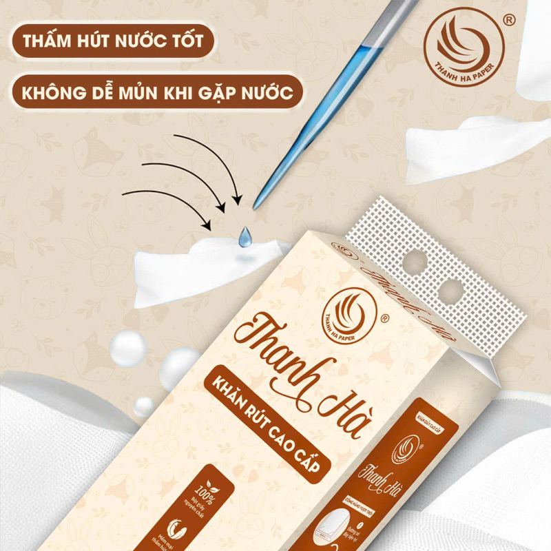 Nâu, ComBo 6 Bịch, Giấy Rút Treo Tường Thanh Hà, 1280 tờ 4 lớp, Tặng 2 Móc Treo Đôi, 140mmx175mm