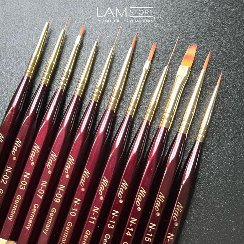 Cọ Niao vẽ móng nail lông chồn đủ các loại size cọ nét, cọ omber, cọ hoa cúc LAM STORE