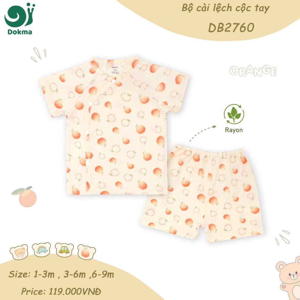 (4-9kg, 0-9M) Bộ Cộc Tay Sơ Sinh Cotton Mềm Mại Dokma DB2005 DB2007 DB2008 DB2237 DB2760 DB2803 DB2887