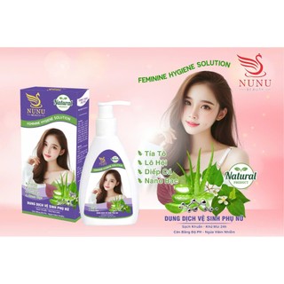 Dung Dịch Vệ Sinh Phụ Nữ NuNu Beauty 160ml . Chiếc Xuất Từ Cây Lô hội ,Tía Tô ,Diếp Cá,Nano Bạc