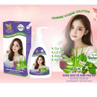 Dung Dịch Vệ Sinh Phụ Nữ NuNu Beauty 160ml . Chiếc Xuất Từ Cây Lô hội ,Tía Tô ,Diếp Cá,Nano Bạc