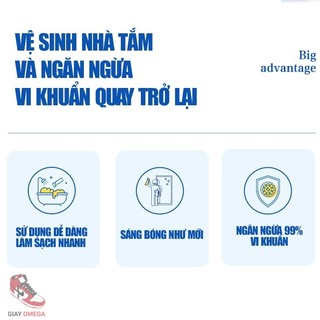 Xịt tẩy cặn canxi BIKI BATHROOM CLEANER 500ML tẩy kính, vòi sen,vòi lavabo, chậu sứ, chậu rửa mặt, gạch men, gương soi