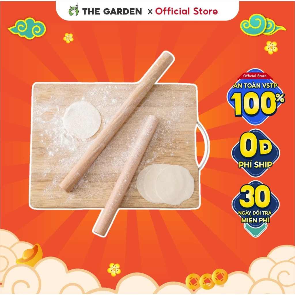 Cây lăn bột làm bánh THE GARDEN bằng gỗ sồi tiện dụng cho nhà bếp