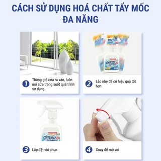 Xịt tẩy nấm mốc tường Bashiyomi 330ml công nghệ Nhật Bản đa năng dùng cho cả mốc silicone, mốc lâu ngày , mốc thạch cao