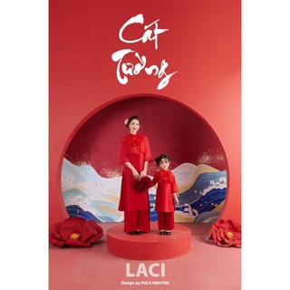 Áo Dài Thiết Kế cho Bé Gái " Cát Tường " Hoa 3D