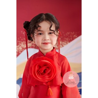 Áo Dài Thiết Kế cho Bé Gái " Cát Tường " Hoa 3D