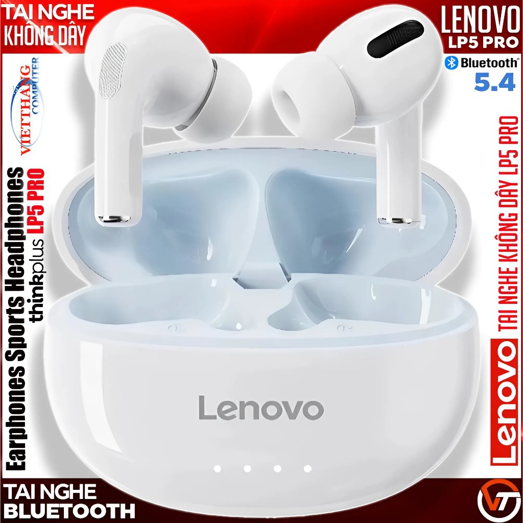 Tai nghe Bluetooth Lenovo ThinkPlus LP5 Pro White Thể thao không dây ...