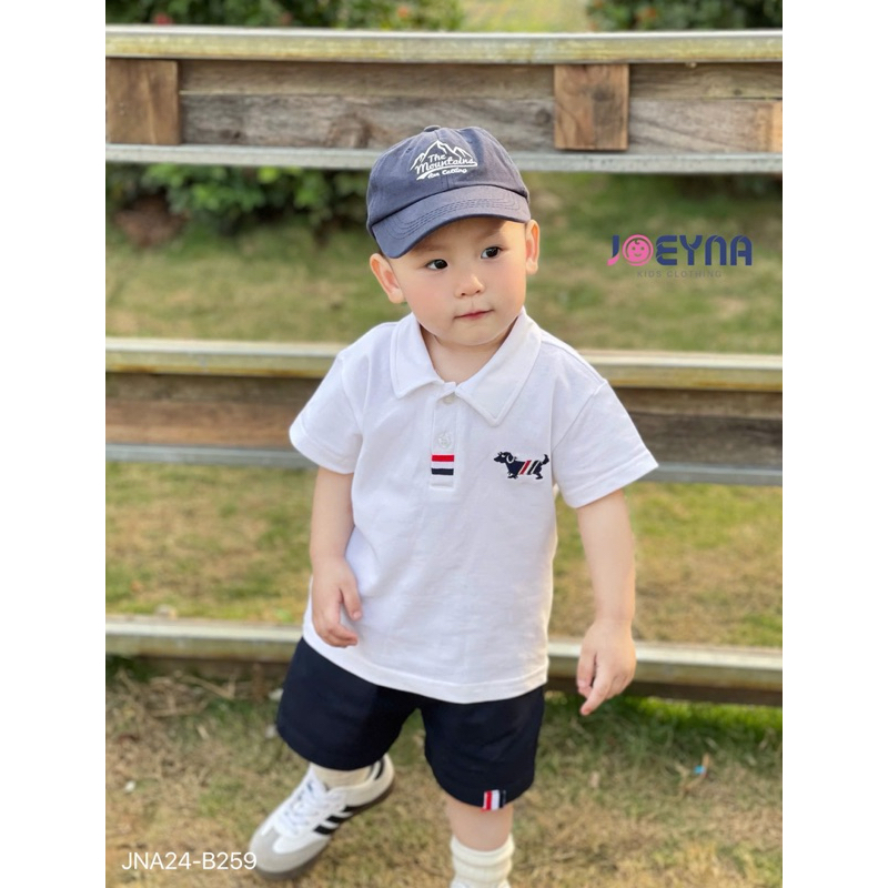 Set cộc polo Joeyna B259 thêu chó siêu xinh cho bé