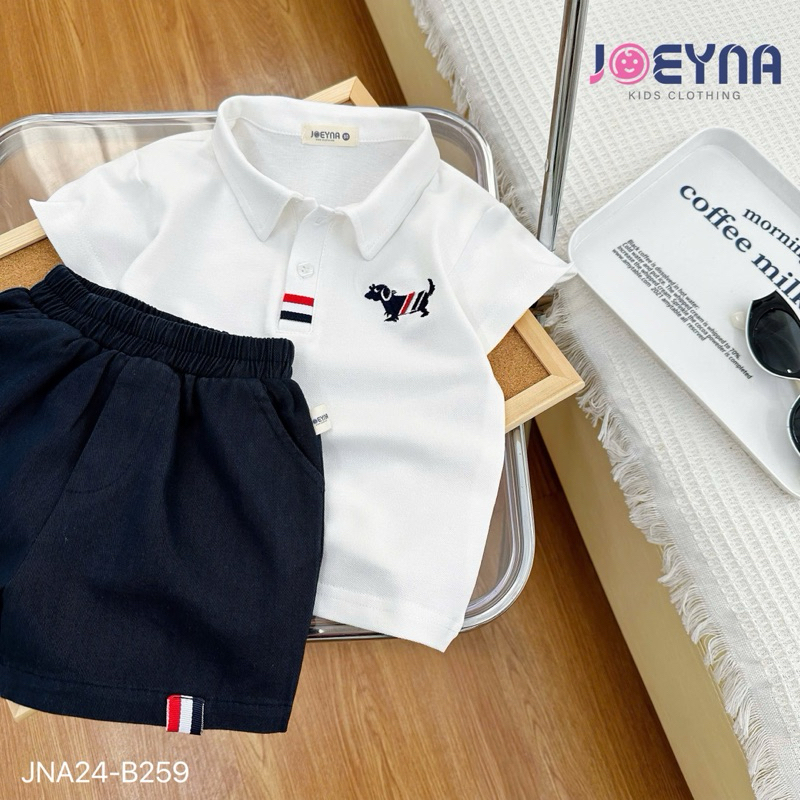 Set cộc polo Joeyna B259 thêu chó siêu xinh cho bé