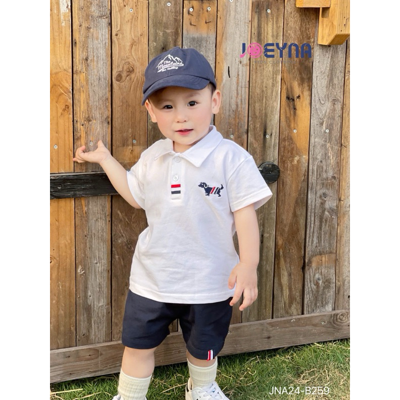 Set cộc polo Joeyna B259 thêu chó siêu xinh cho bé