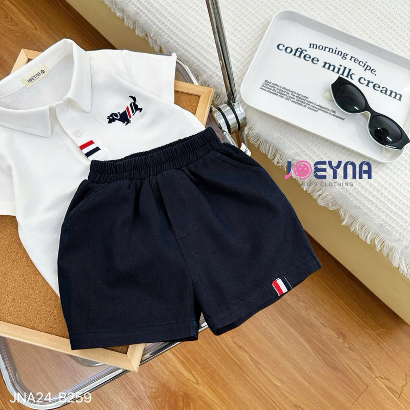 Set cộc polo Joeyna B259 thêu chó siêu xinh cho bé