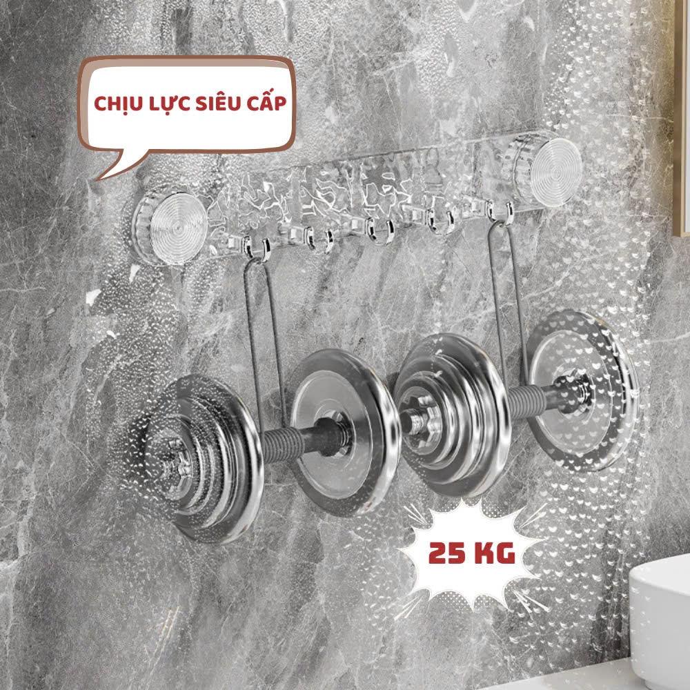 Giá Treo Đồ Hút Chân Không 5 Móc Siêu Chắc Thanh Treo Đồ Hút Chân Không