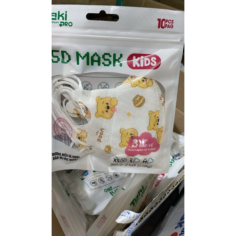 [50 cái] Khẩu trang Trẻ Em 5D lụa Taki dày dặn 3 lớp cho bé từ 0-8 tuổi nhiều hình