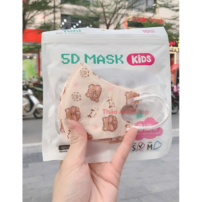 [50 cái] Khẩu trang Trẻ Em 5D lụa Taki dày dặn 3 lớp cho bé từ 0-8 tuổi nhiều hình