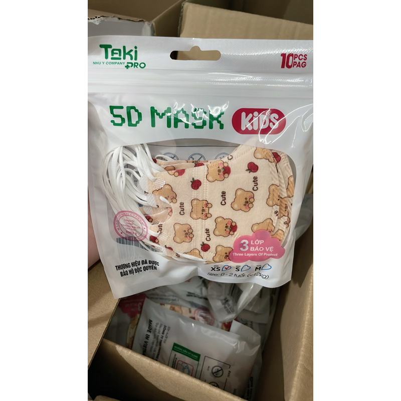 [50 cái] Khẩu trang Trẻ Em 5D lụa Taki dày dặn 3 lớp cho bé từ 0-8 tuổi nhiều hình