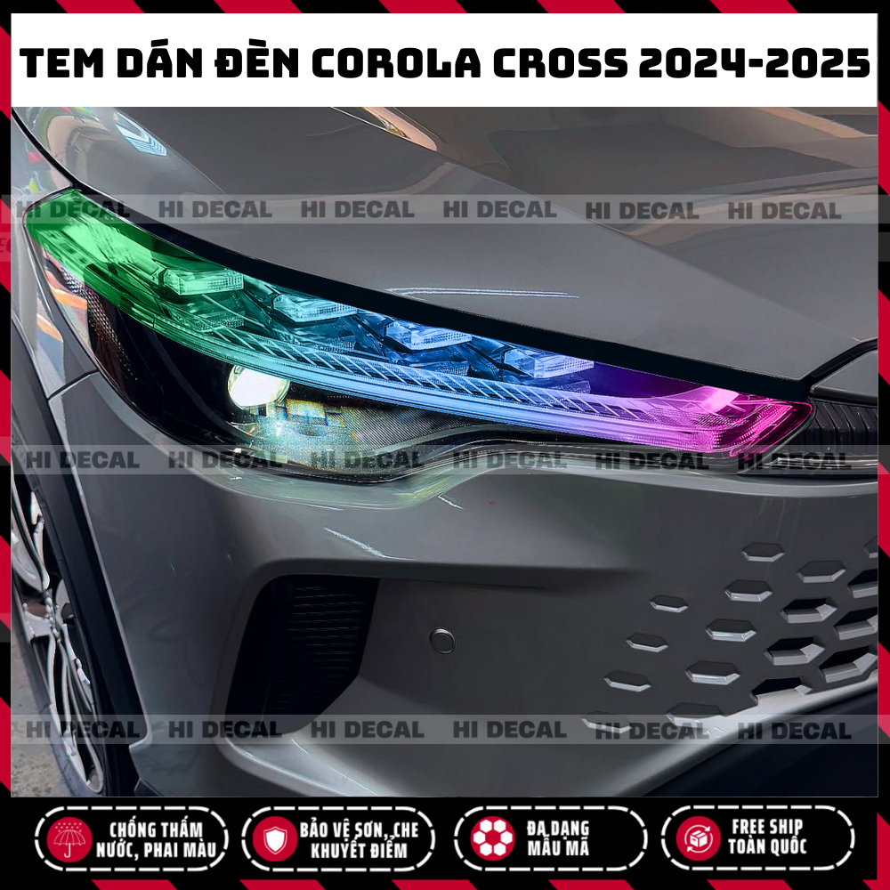 Tem dán đèn Corola Cross 2024-2025 (form mới), Tem dán đèn trang trí chống nước chống phai màu