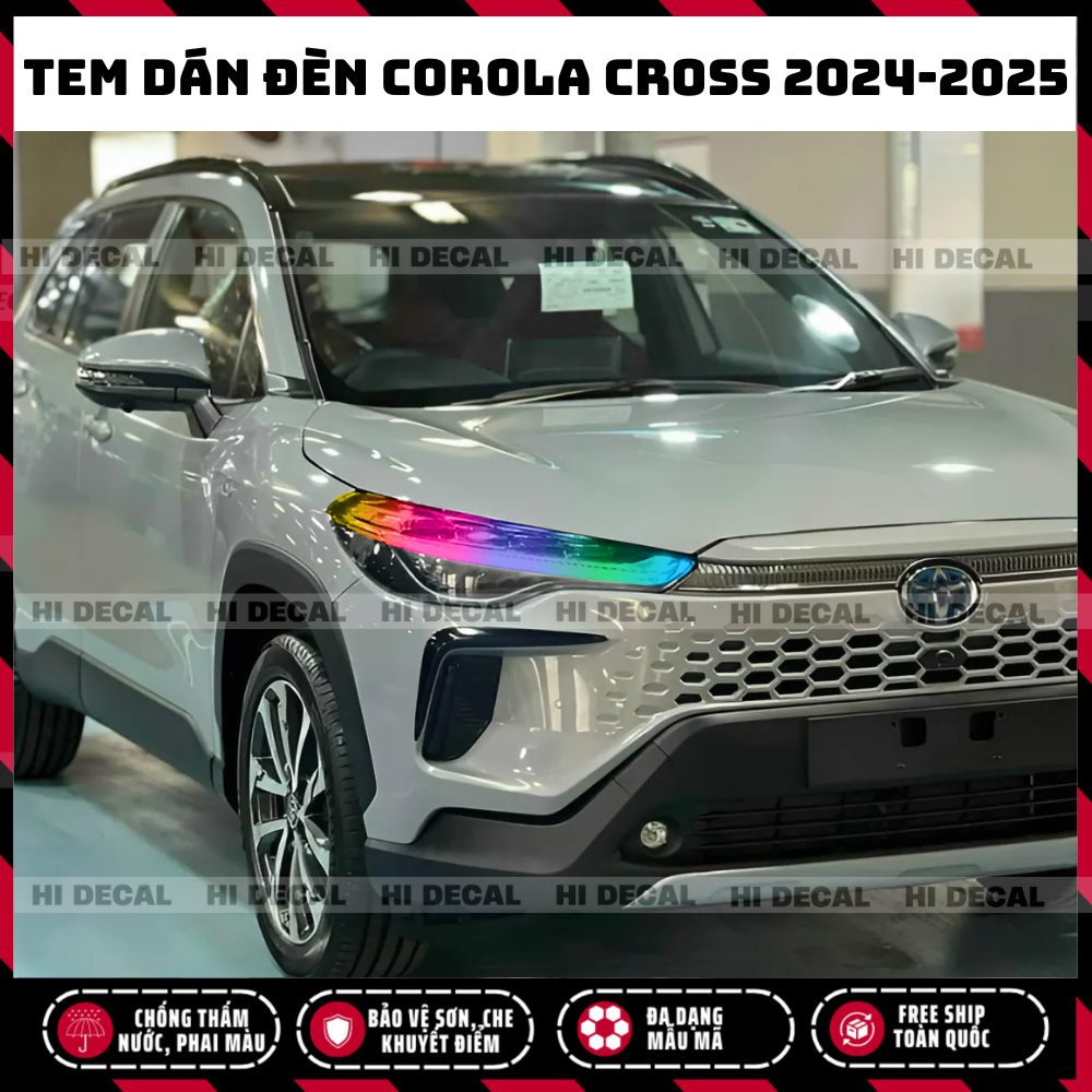 Tem dán đèn Corola Cross 2024-2025 (form mới), Tem dán đèn trang trí chống nước chống phai màu