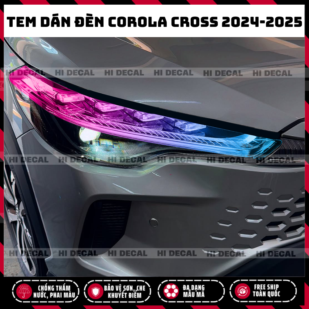 Tem dán đèn Corola Cross 2024-2025 (form mới), Tem dán đèn trang trí chống nước chống phai màu