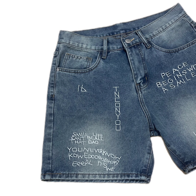 SHORT JEANS EMBROIDERED “SNAKE” FOR TET 2025 FORM TMT.STU - Mang Trên Gối, Unisex Nam Nữ. | TMTD36