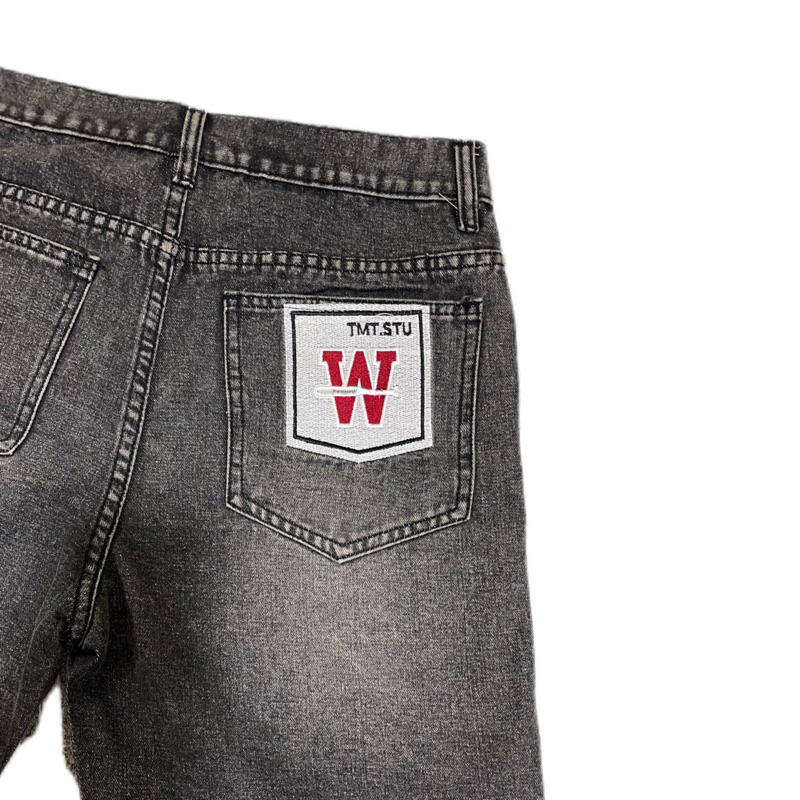 QUẦN SHORT JEANS THÊU “ W “ + KẾT HƠP PHỐI VIỀN TRẮNG - FORM TRÊN GỐI, UNISEX NAM NỮ. | TMTD30