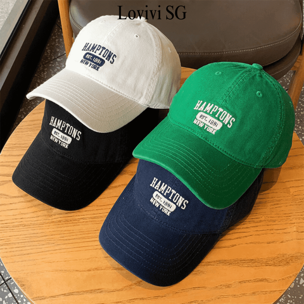 LOVIVISAIGON/Mũ kết bóng chày form vải mềm thêu chữ Hamptons, nón lưỡi trai chống nắng nam nữ thể thao vintage ulzzang | BigBuy360 - bigbuy360.vn